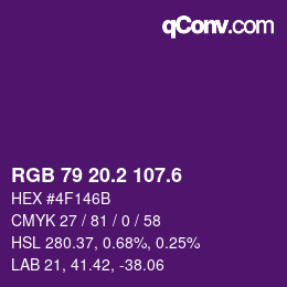 カラーコード: RGB 79 20.2 107.6 | qconv.com