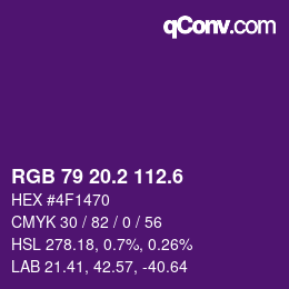 カラーコード: RGB 79 20.2 112.6 | qconv.com
