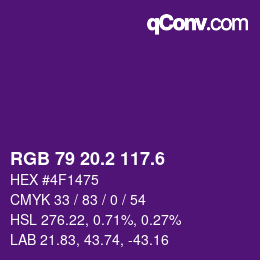 カラーコード: RGB 79 20.2 117.6 | qconv.com