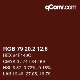 カラーコード: RGB 79 20.2 12.6 | qconv.com