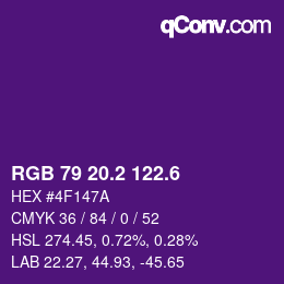 カラーコード: RGB 79 20.2 122.6 | qconv.com