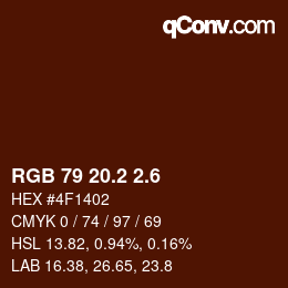 カラーコード: RGB 79 20.2 2.6 | qconv.com