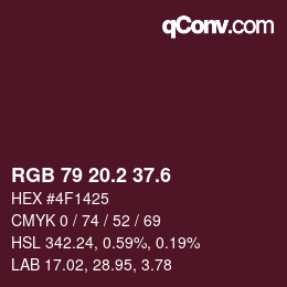 カラーコード: RGB 79 20.2 37.6 | qconv.com