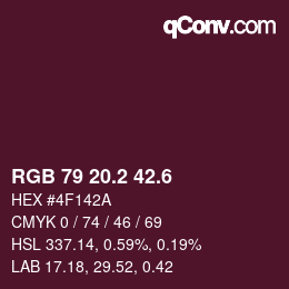 カラーコード: RGB 79 20.2 42.6 | qconv.com