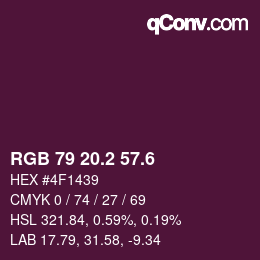 カラーコード: RGB 79 20.2 57.6 | qconv.com