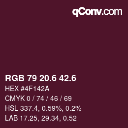 カラーコード: RGB 79 20.6 42.6 | qconv.com