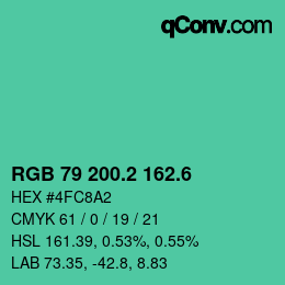 カラーコード: RGB 79 200.2 162.6 | qconv.com