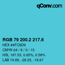 カラーコード: RGB 79 200.2 217.6 | qconv.com