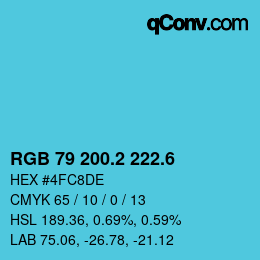 カラーコード: RGB 79 200.2 222.6 | qconv.com