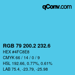カラーコード: RGB 79 200.2 232.6 | qconv.com