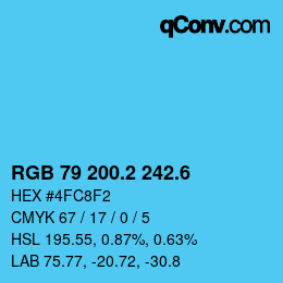 カラーコード: RGB 79 200.2 242.6 | qconv.com