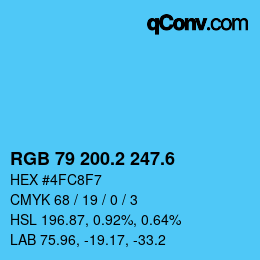 カラーコード: RGB 79 200.2 247.6 | qconv.com