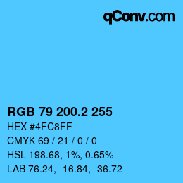 カラーコード: RGB 79 200.2 255 | qconv.com