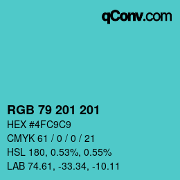 Color code: RGB 79 201 201 | qconv.com