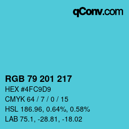 Color code: RGB 79 201 217 | qconv.com