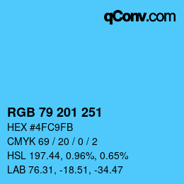Color code: RGB 79 201 251 | qconv.com