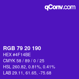 カラーコード: RGB 79 20 190 | qconv.com