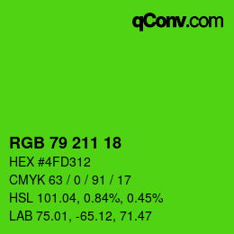 颜色代码: RGB 79 211 18 | qconv.com