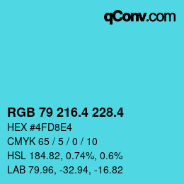 カラーコード: RGB 79 216.4 228.4 | qconv.com