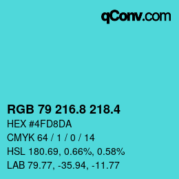 カラーコード: RGB 79 216.8 218.4 | qconv.com
