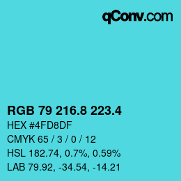 カラーコード: RGB 79 216.8 223.4 | qconv.com