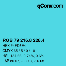 カラーコード: RGB 79 216.8 228.4 | qconv.com