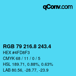 カラーコード: RGB 79 216.8 243.4 | qconv.com