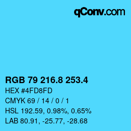 カラーコード: RGB 79 216.8 253.4 | qconv.com
