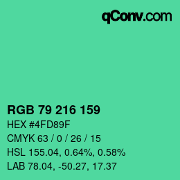 カラーコード: RGB 79 216 159 | qconv.com