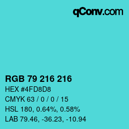 カラーコード: RGB 79 216 216 | qconv.com