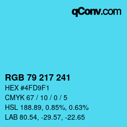 Color code: RGB 79 217 241 | qconv.com
