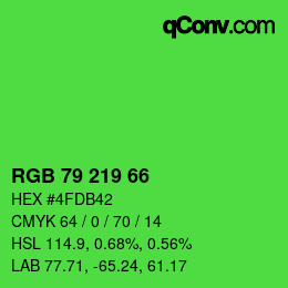 カラーコード: RGB 79 219 66 | qconv.com