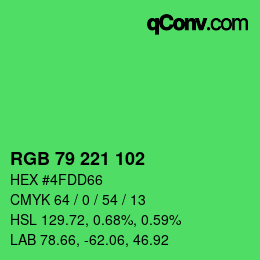 カラーコード: RGB 79 221 102 | qconv.com