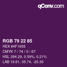 颜色代码: RGB 79 22 85 | qconv.com