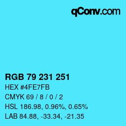 Color code: RGB 79 231 251 | qconv.com