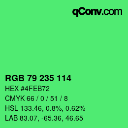 Farbcode: RGB 79 235 114 | qconv.com