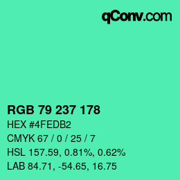 Color code: RGB 79 237 178 | qconv.com
