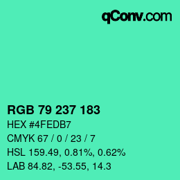 颜色代码: RGB 79 237 183 | qconv.com