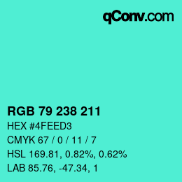 颜色代码: RGB 79 238 211 | qconv.com