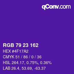 カラーコード: RGB 79 23 162 | qconv.com
