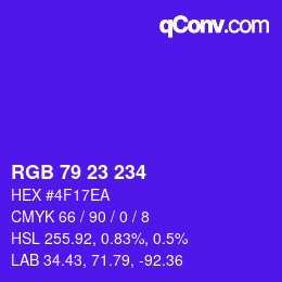 Color code: RGB 79 23 234 | qconv.com