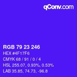 Color code: RGB 79 23 246 | qconv.com