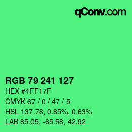 カラーコード: RGB 79 241 127 | qconv.com