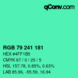 カラーコード: RGB 79 241 181 | qconv.com