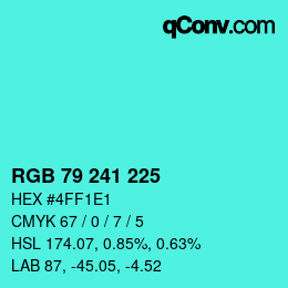 Farbcode: RGB 79 241 225 | qconv.com