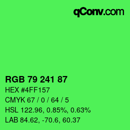 Farbcode: RGB 79 241 87 | qconv.com