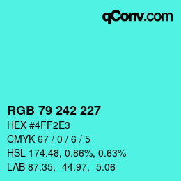 カラーコード: RGB 79 242 227 | qconv.com