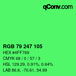 カラーコード: RGB 79 247 105 | qconv.com