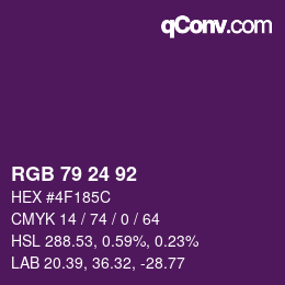 Color code: RGB 79 24 92 | qconv.com