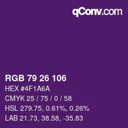 カラーコード: RGB 79 26 106 | qconv.com